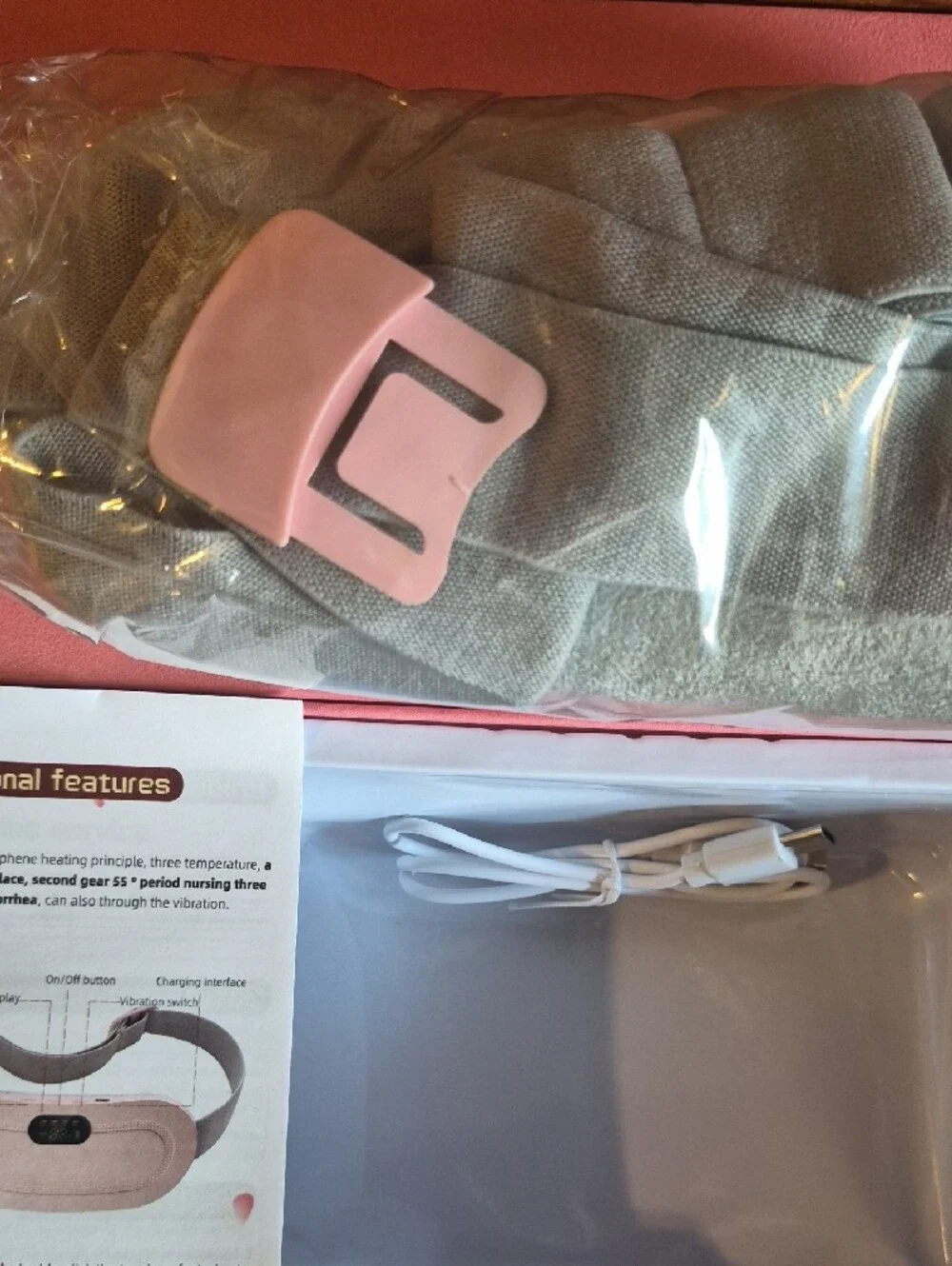 Portable Pink Electronic Wearable Menstrual Belt Massager Warmer New
